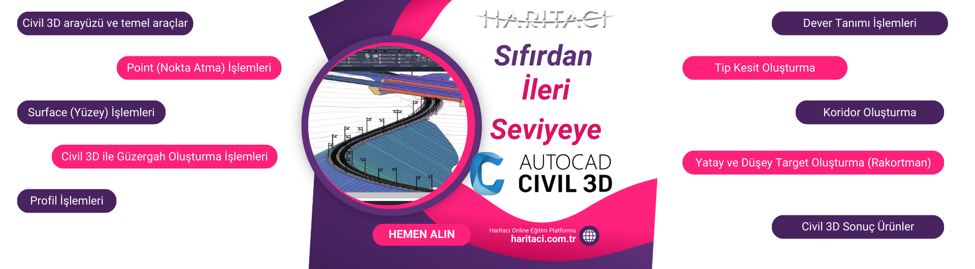 Sıfırdan İleri Seviyeye Civil 3D Özel Kurs Programı:1-17 Eylül